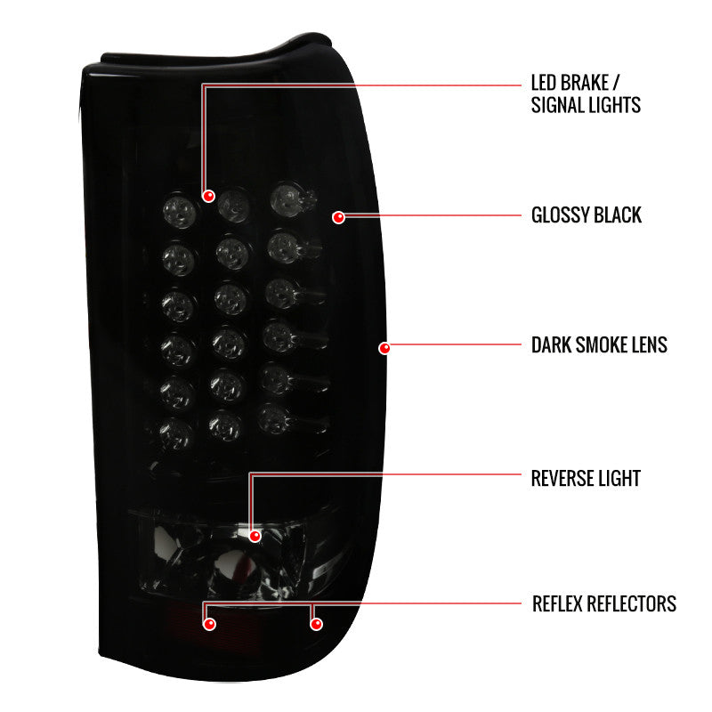 Spec-D 99-02 Chevrolet Silverado LED Tail Lights Black/Smoked