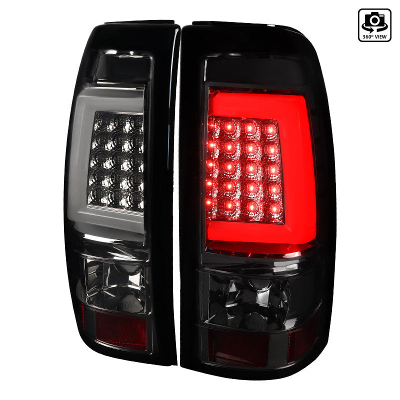 Spec-D 99-02 Chevrolet Silverado LED Bar Chrome Tail Lights Smoked