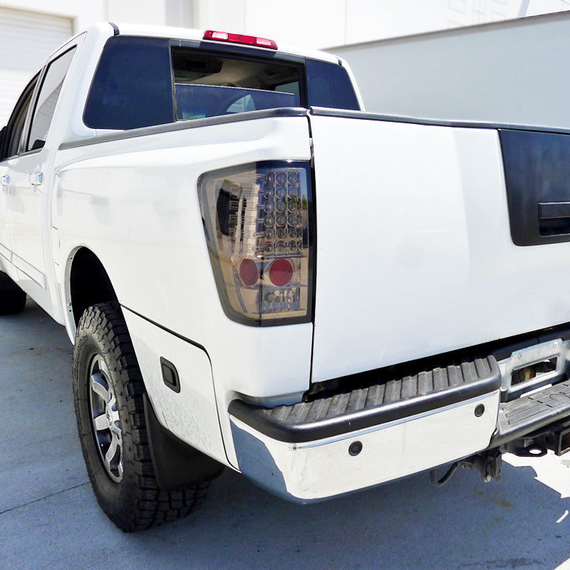 Spec-D 04-15 Nissan Titan LED Tail Lights Chrome/Red Smoked