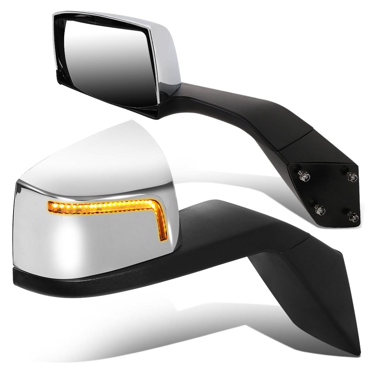 04-18 Volvo VN Series Hood Mirror Manual Sequential LED Black