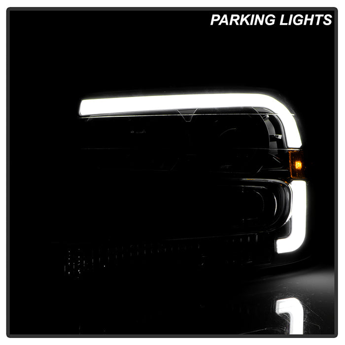SPYDER xTune 02-09 Chevrolet Trailblazer Projector Headlights Light Bar DRL - Black (PRO-JH-CTB02-LBDRL-BK) 9050749