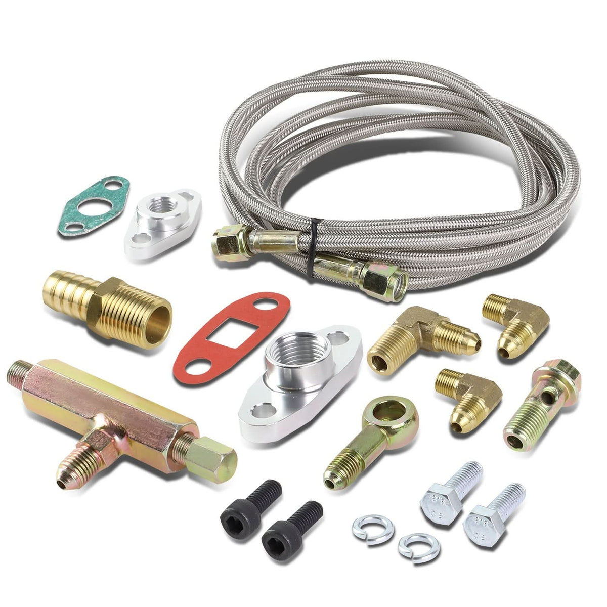 Type 12 Style Oil Feed and Drain Line Kit with Banjo Bolt