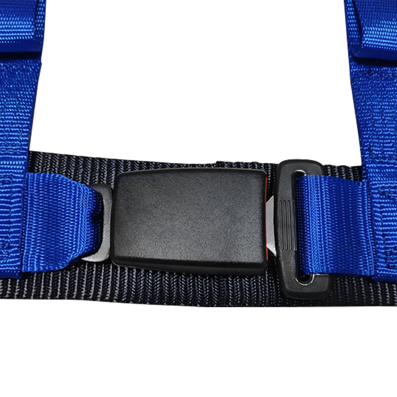 Universal 3" Wide 4 Point Buckle Racing Seat Belt Harness Nylon Blue