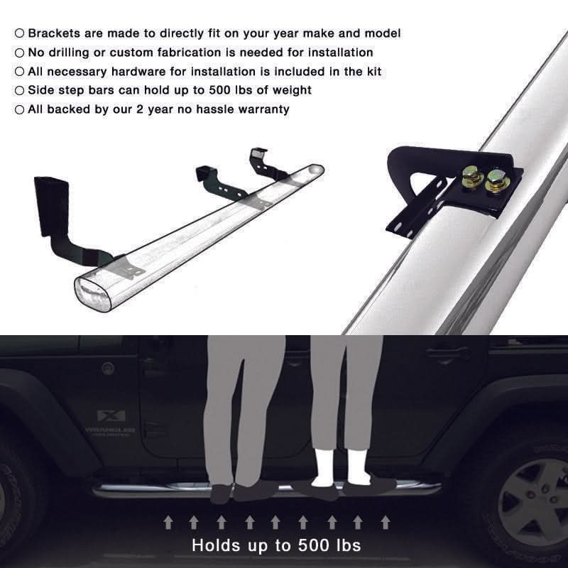 For 04-20 Nissan Titan King Cab 3in Steel Side Steps Running Boards