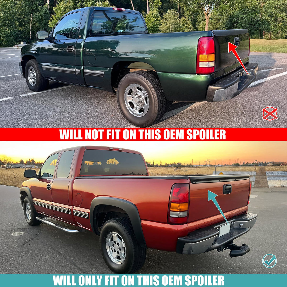 1999-2006 Chevrolet Silverado MDA 3P Style Black Trunk Spoiler PU