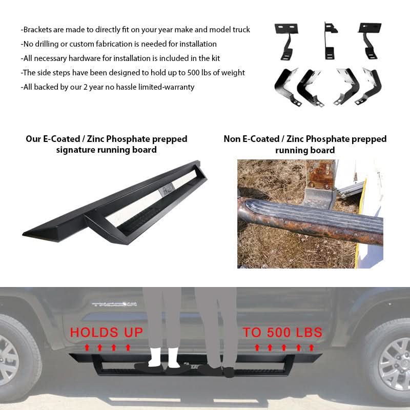 2009-2023 Dodge Ram 2500 3500 IKON V1 Black Running Boards Solid Steel