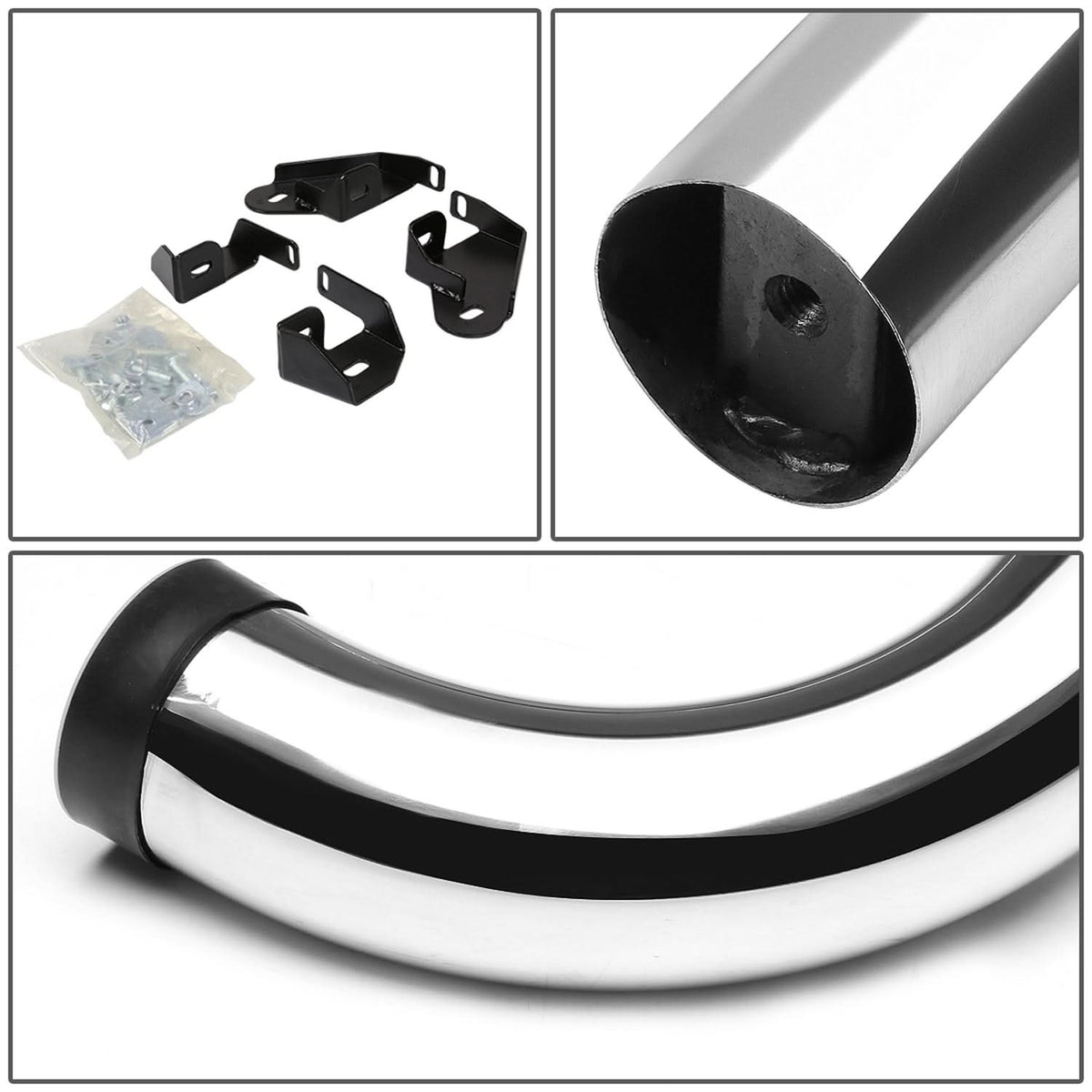 01-04 Toyota Tacoma Double Cab 3" Round Nerf Bars - Silver