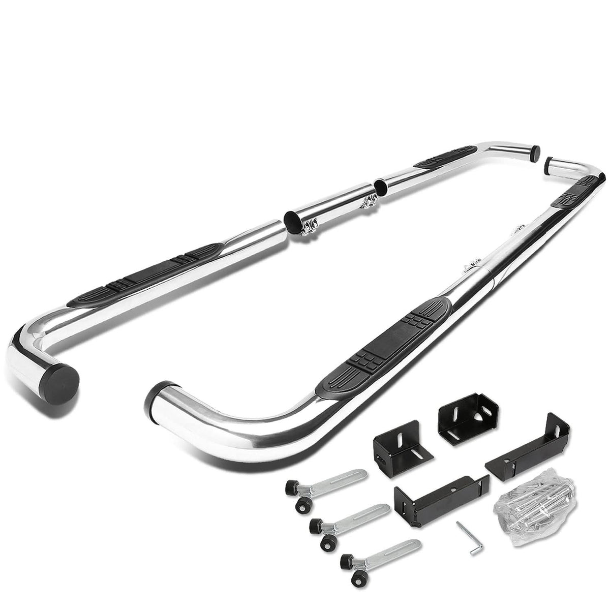 Universal 3 Inch Round 90 Degree Nerf Bar Step Bar Silver