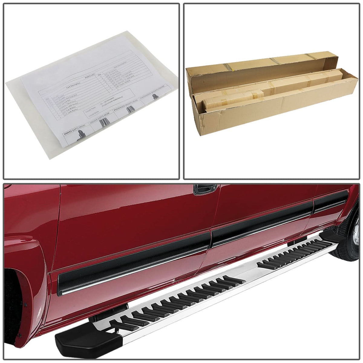 15-20 Ford F-150 / 17-20 F-250 F-350 6" Flat Board Nerf Step Bar Silver