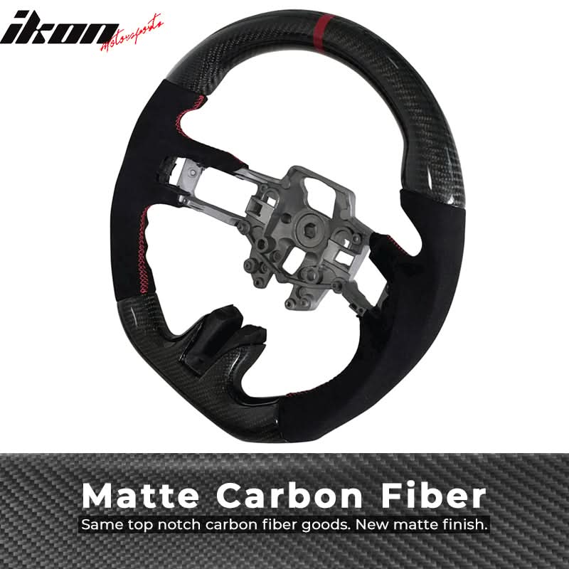 2015-2017Â Ford Mustang V3 Steering WheelMatte CF Synthetic Suede Red R