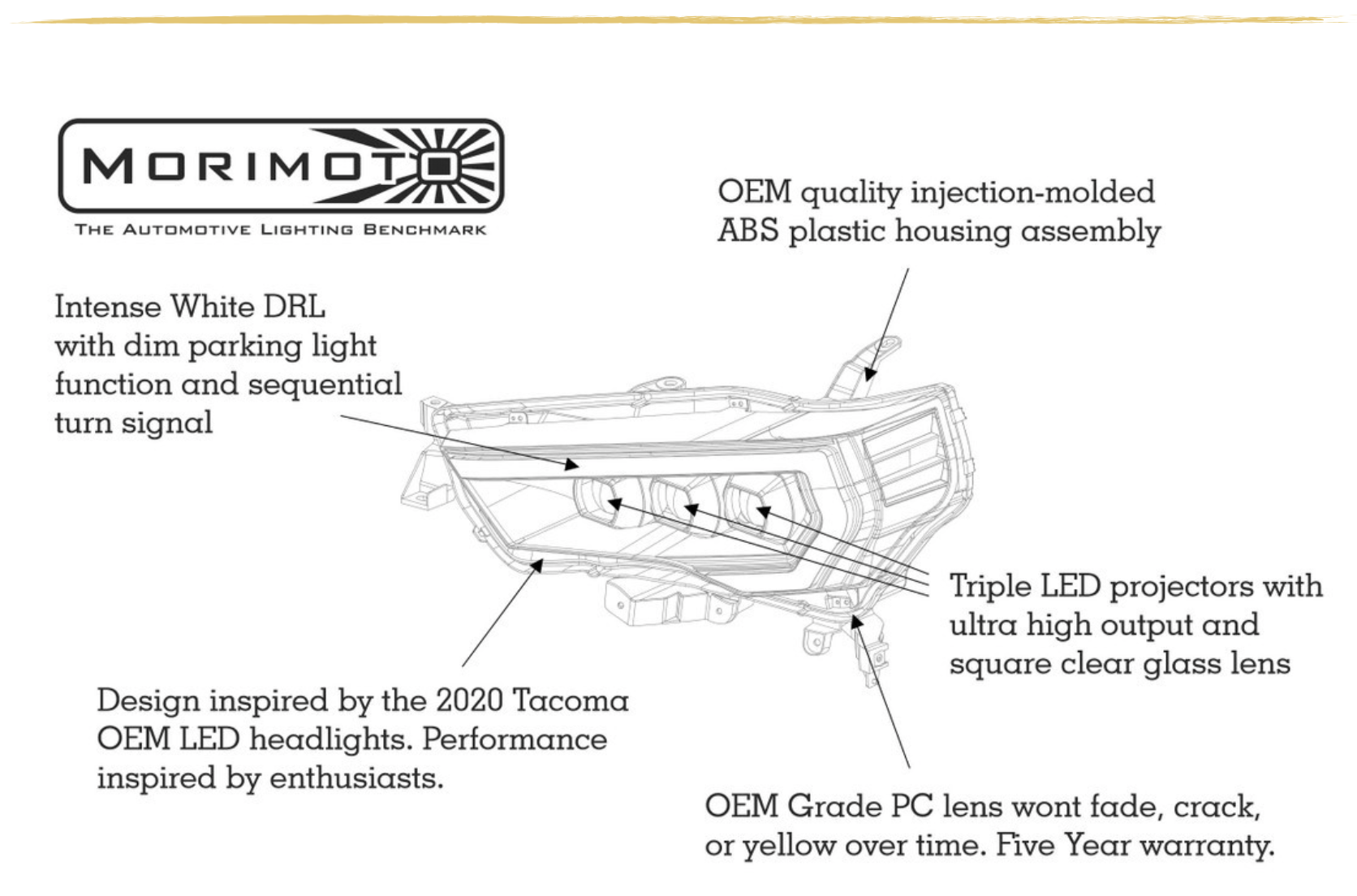 Morimoto Amber DRL XB LED Headlights | Toyota 4Runner 2014+