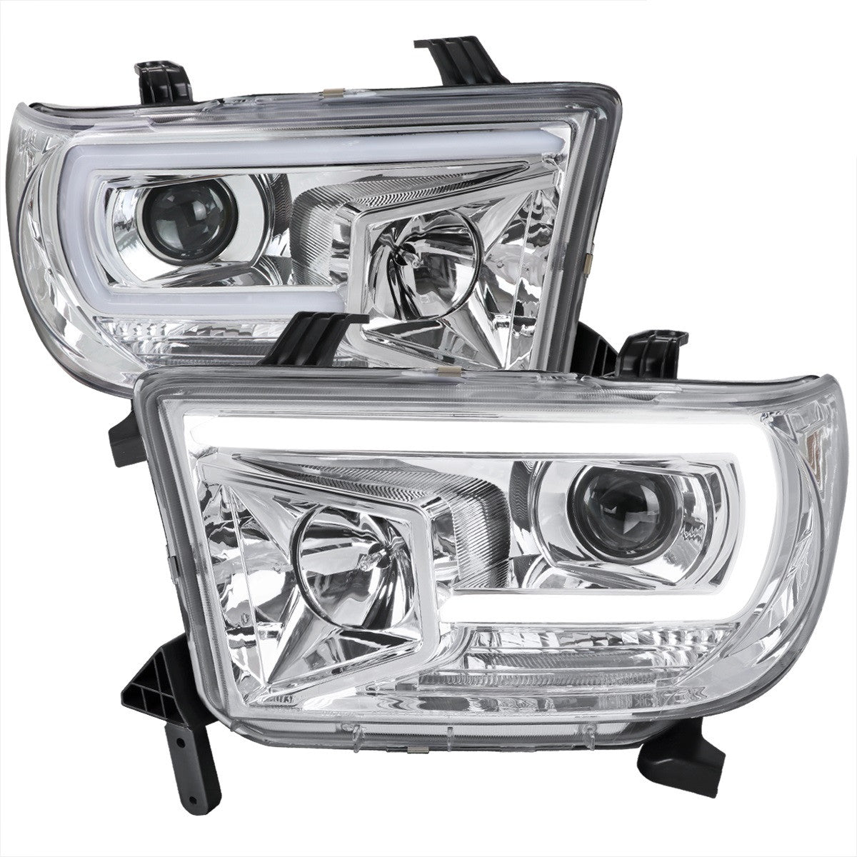 Spec-D 07-13 Tundra 08-17 Sequoia Projector Headlights LED Bar Chrome