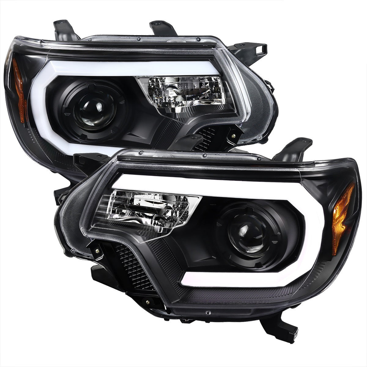 Spec-D 12-15 Toyota Tacoma Pro Headlights LED Bar Black