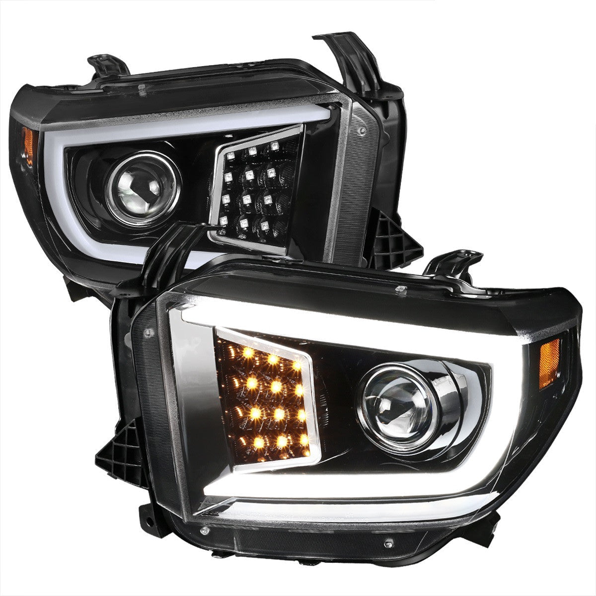 Spec-D 14-21 Tundra Projector Headlights LED Bar Black