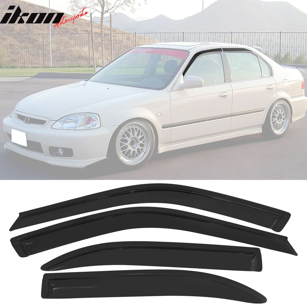 Fits 96-98 Honda Civic TR Front Bumper Lip + Sun Window Visor