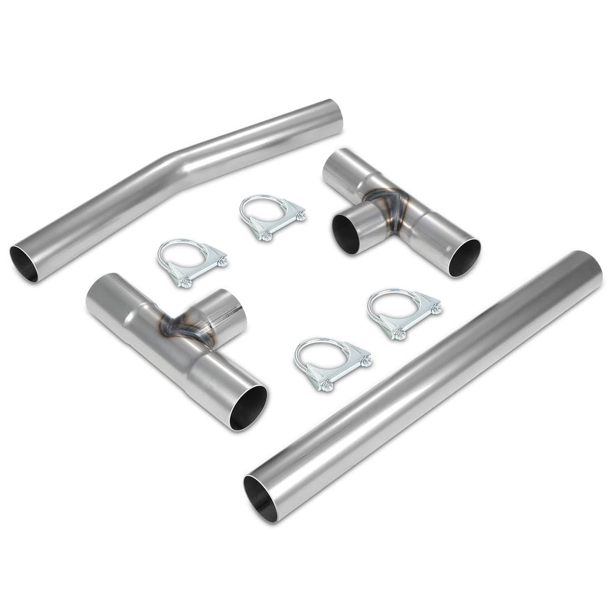 Universal Dual Exhaust Kit 16pc 3-3.15" OD Mild Steel Pipes