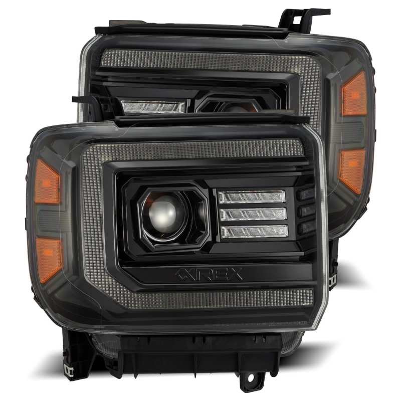 AlphaRex 14-18 GMC Sierra LUXX-Series LED Projector Headlights Alpha-Black