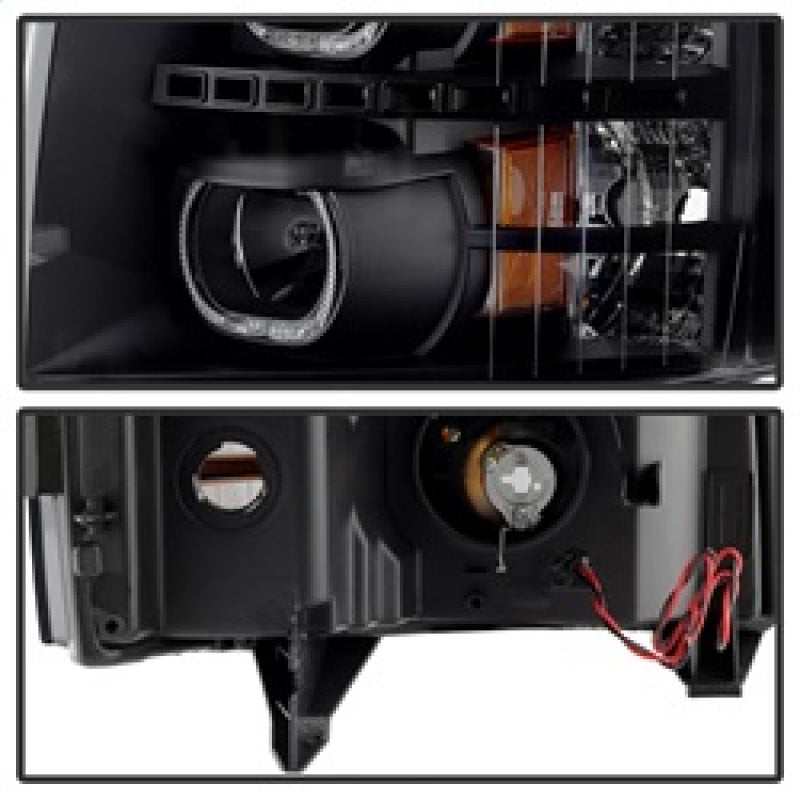 xTune Chevy Silverado 1500/2500/3500 07-13 LED Halo Projector Headlights Black PRO-JH-CSIL07-CFB-BK