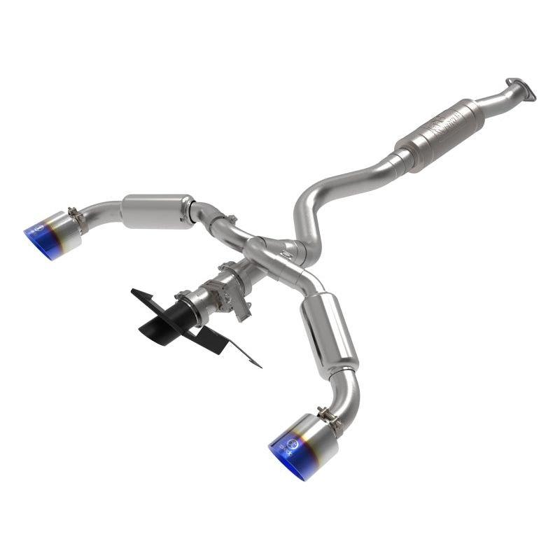 aFe 23-24 Toyota GR Corolla L3 1.6L (t) Gemini XV 3in to 2-1/2in Cat Back Exhaust w/ Blue Flame Tips