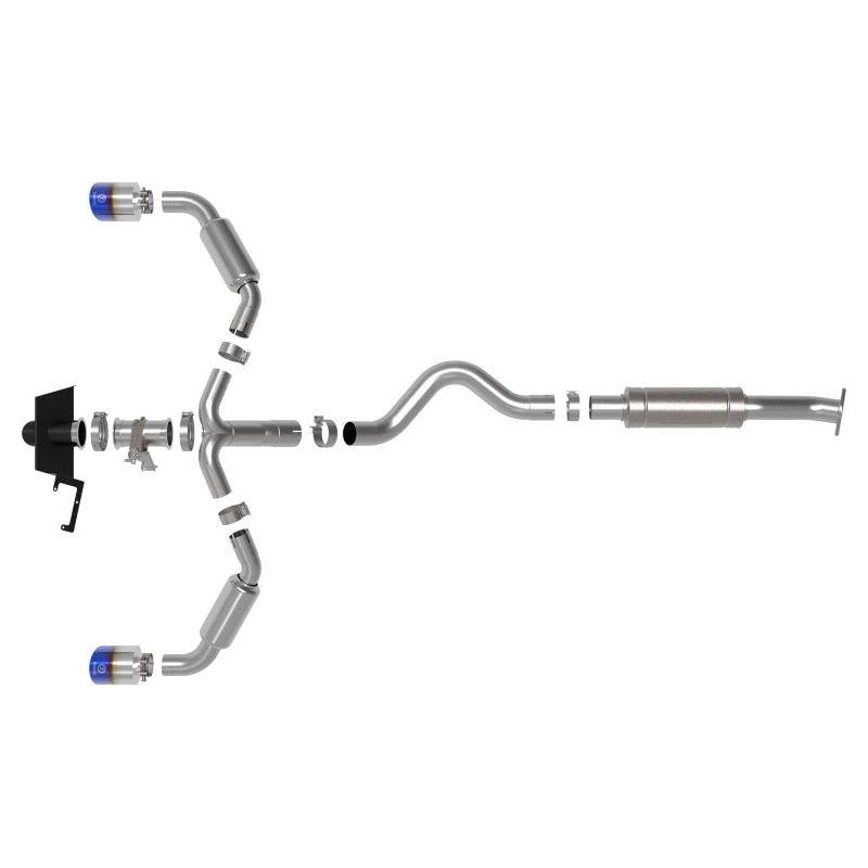 aFe 23-24 Toyota GR Corolla L3 1.6L (t) Gemini XV 3in to 2-1/2in Cat Back Exhaust w/ Blue Flame Tips
