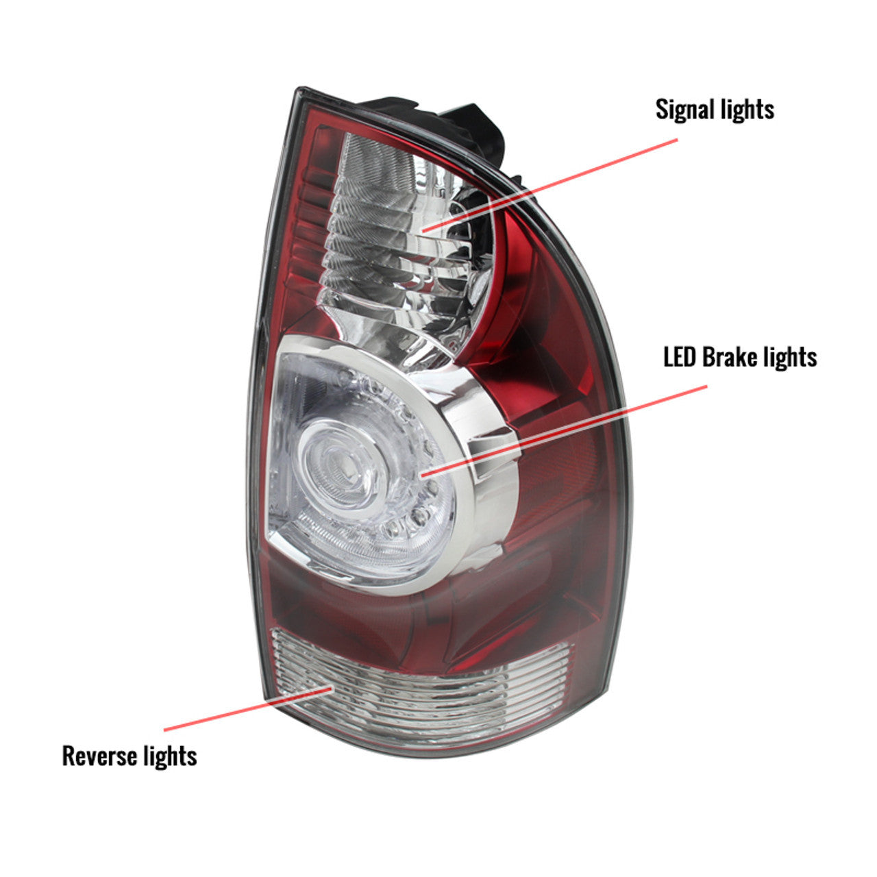 Spec-D 05-13 Toyota Tacoma Red LED Tail Lights