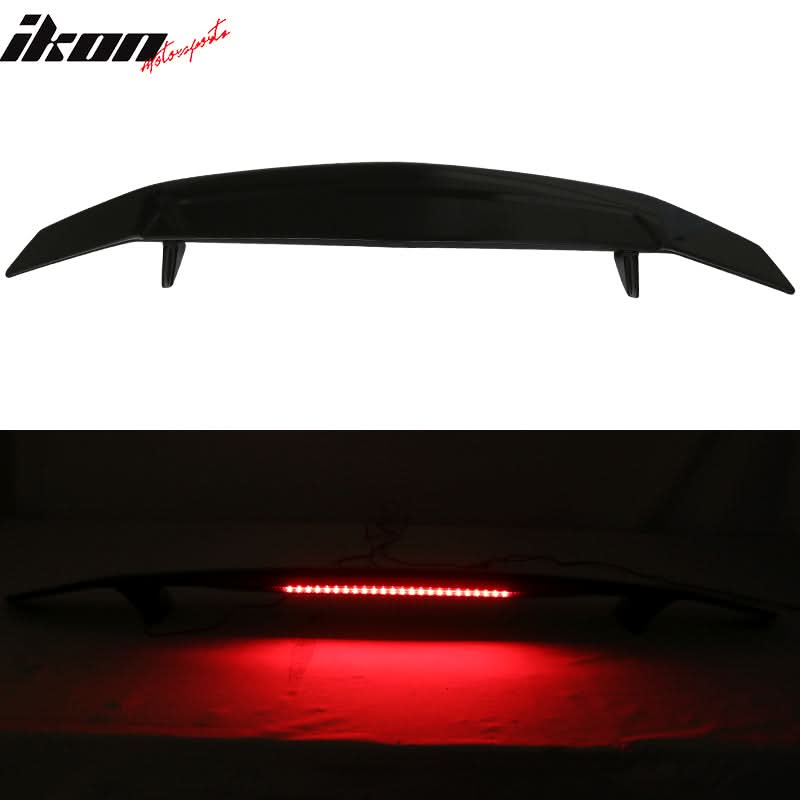Universal 2 Post Gloss Rear Trunk Spoiler Wing w/ 3RD Brake Light ABS