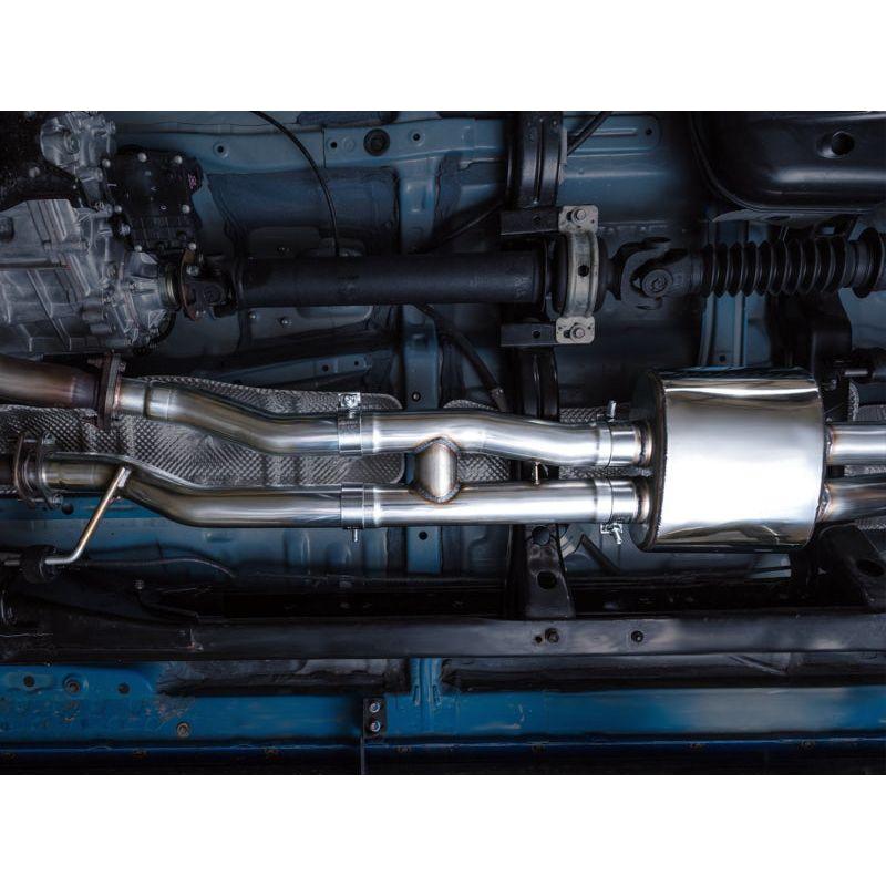 AWE 2016-2023 Toyota Tacoma 0FG Catback Exhaust w/ BashGuard - Dual Diamond Black Tips