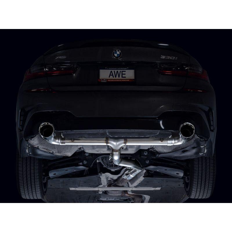 AWE 19-23 BMW 330i / 21-23 BMW 430i Base G2X Track Edition Axle Back Exhaust - Chrome Silver
