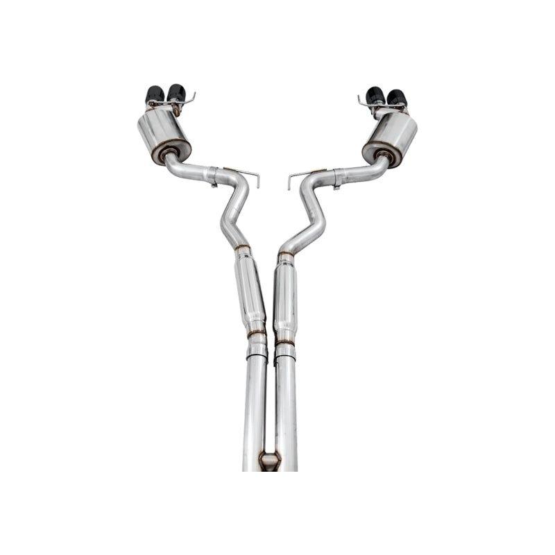 AWE Tuning 2018+ Ford Mustang GT (S550) Cat-back Exhaust - Touring Edition (Quad Diamond Black Tips)