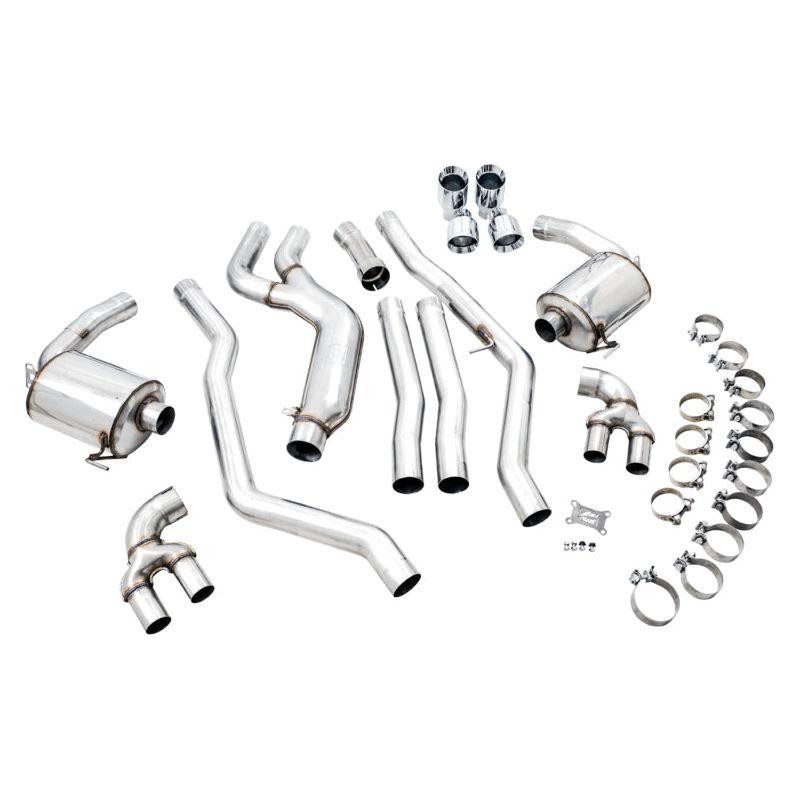 AWE Tuning 2019+ BMW M340i (G20) Non-Resonated Touring Edition Exhaust - Quad Chrome Silver Tips