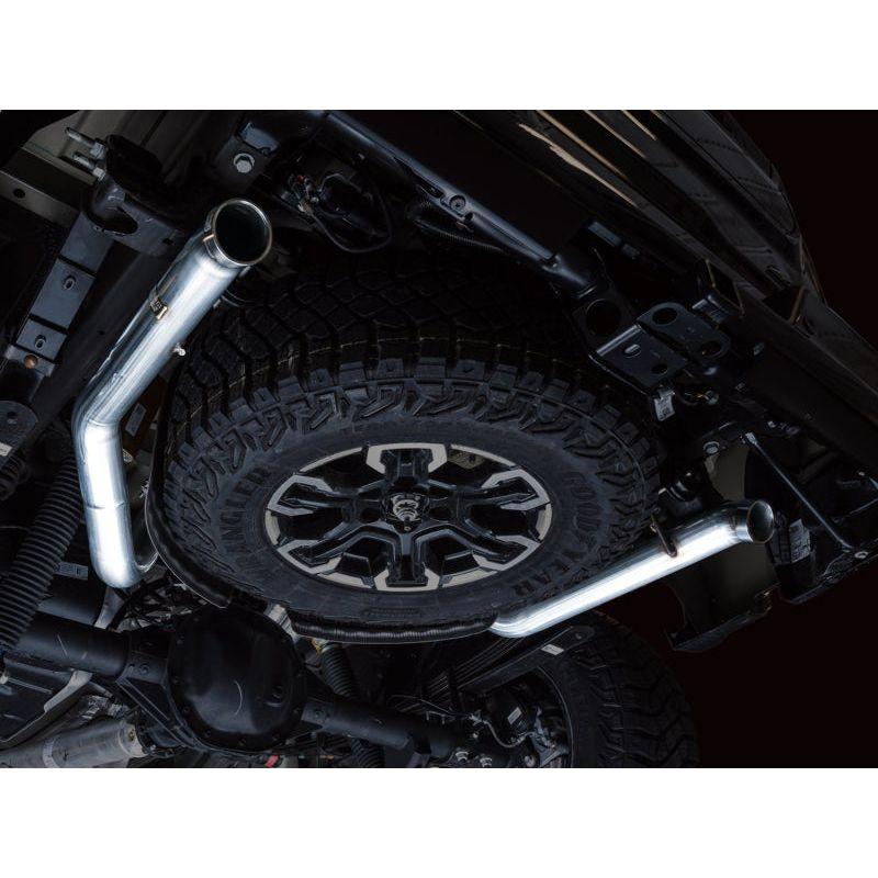 AWE Tuning 22-23 GMC Sierra 1500 AT4X 6.2L 0FG Catback Split Dual (Flat Bumper) - Bashguard(No Tips)