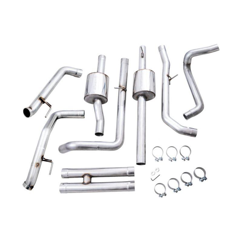 AWE Tuning 22-23 GMC Sierra 1500 AT4X 6.2L 0FG Catback Split Dual (Flat Bumper) - Bashguard(No Tips)