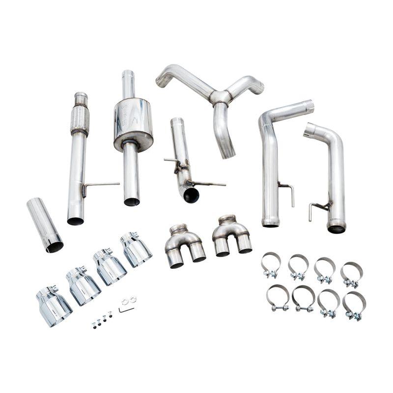 AWE Tuning 4th Gen GM 1500 5.3L 0FG Catback Split Rear Exit (w/ Bumper Cutouts) - Quad Chrome Tips