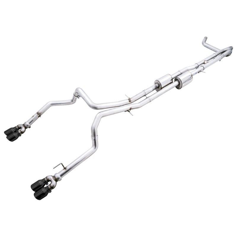 AWE Tuning 4th Gen GM 1500 6.2L 0FG Catback Split Rear Exit (w/ Bumper Cutouts) - Quad Diamond Tips