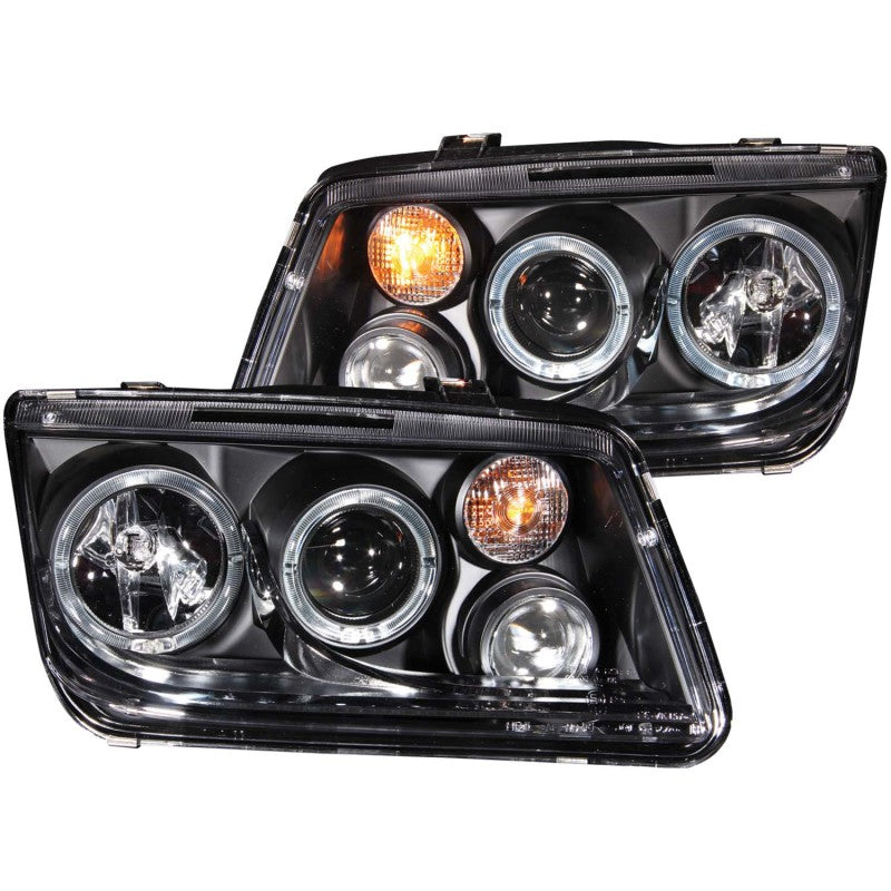 Anzo USA Voklswagen Jetta MK4 Projector Headlights W/ Halo Black