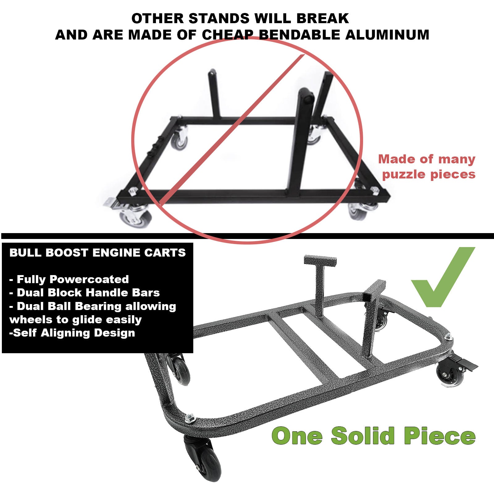 H Series H22 H23 Engine Cradle Stand Cart Quick Block Handle Bars Casters
