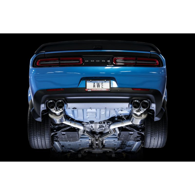 AWE Tuning 2015+ Dodge Challenger 6.4L/6.2L SC Track Edition Exhaust - Quad Chrome Silver Tips