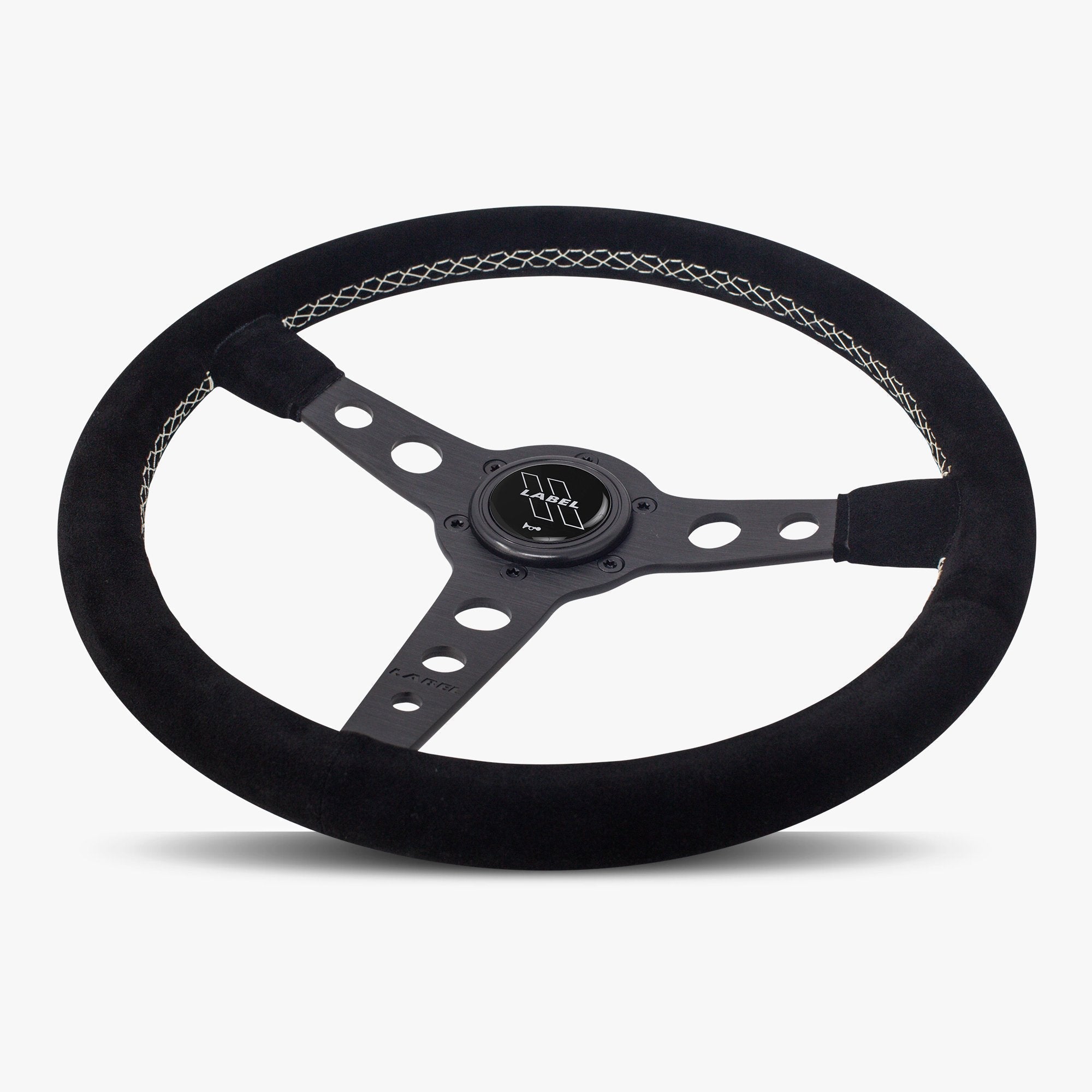 The Daytona | Black Alcantara Suede | Black Spoke | White Stitch