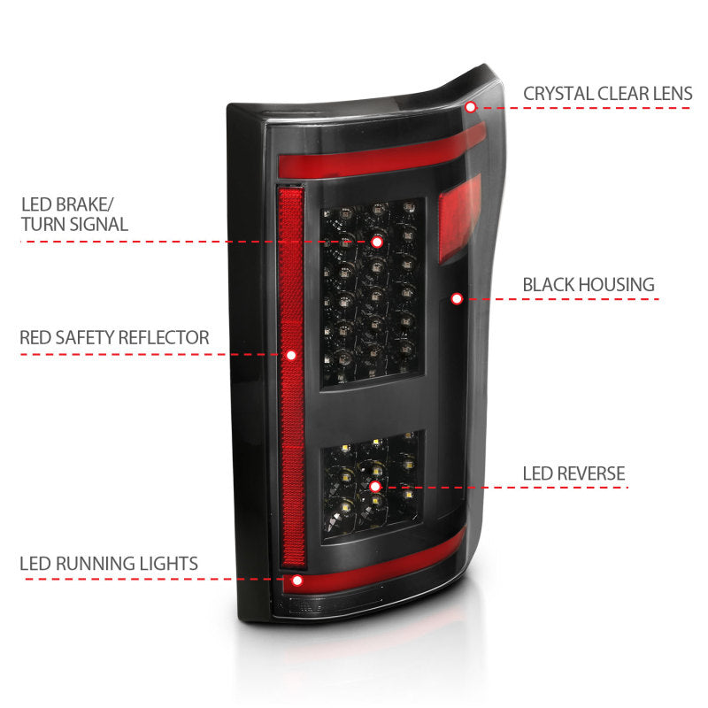 ANZO 15-17 Ford F-150 LED Taillights Black w/ Sequential 311293
