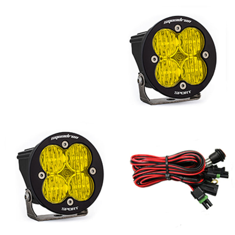 Baja Designs Squadron-R Sport Black LED Auxiliary Light Pod Pair - Amber Wide Cornering