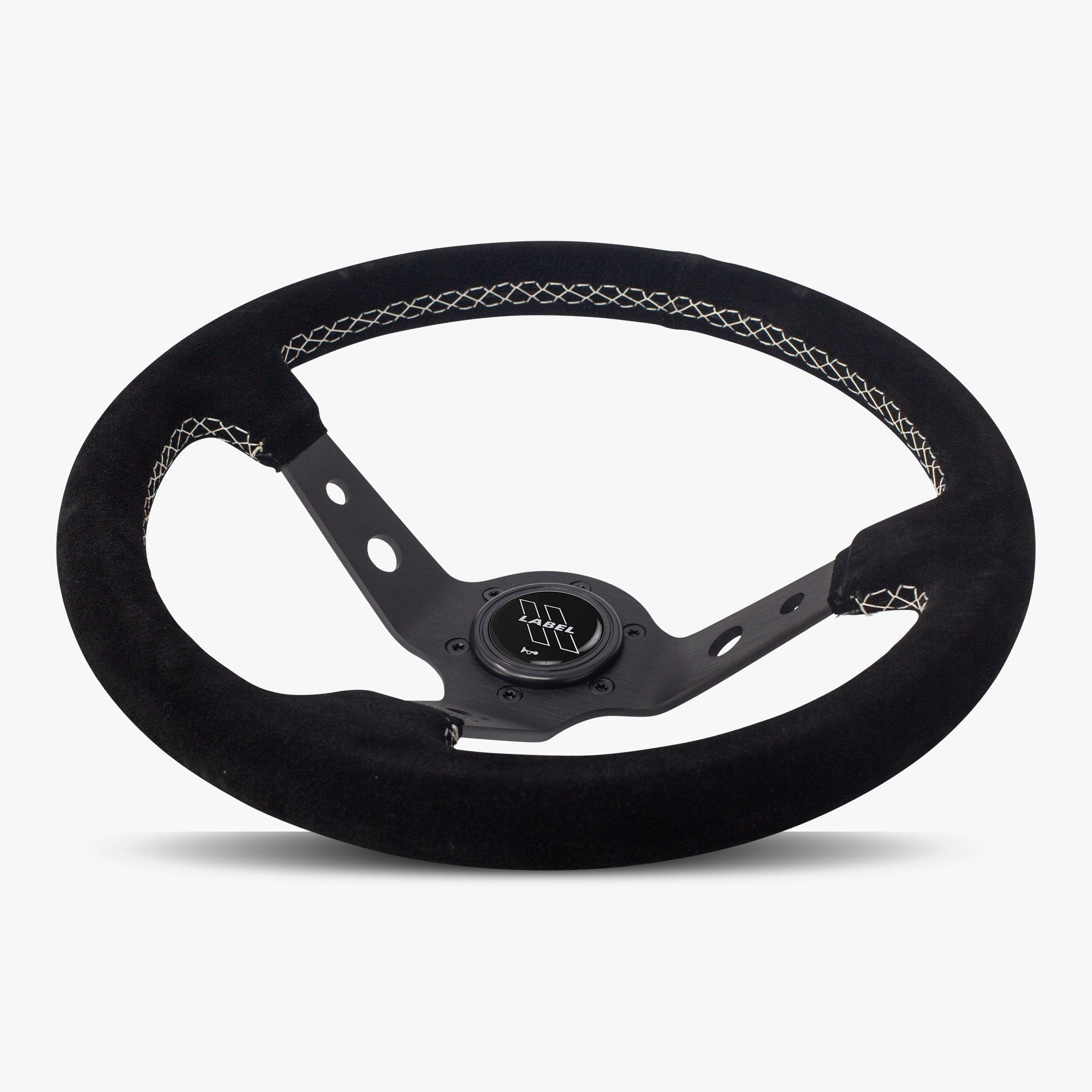 The Daytona | Black Alcantara Suede | Black Spoke | White Stitch