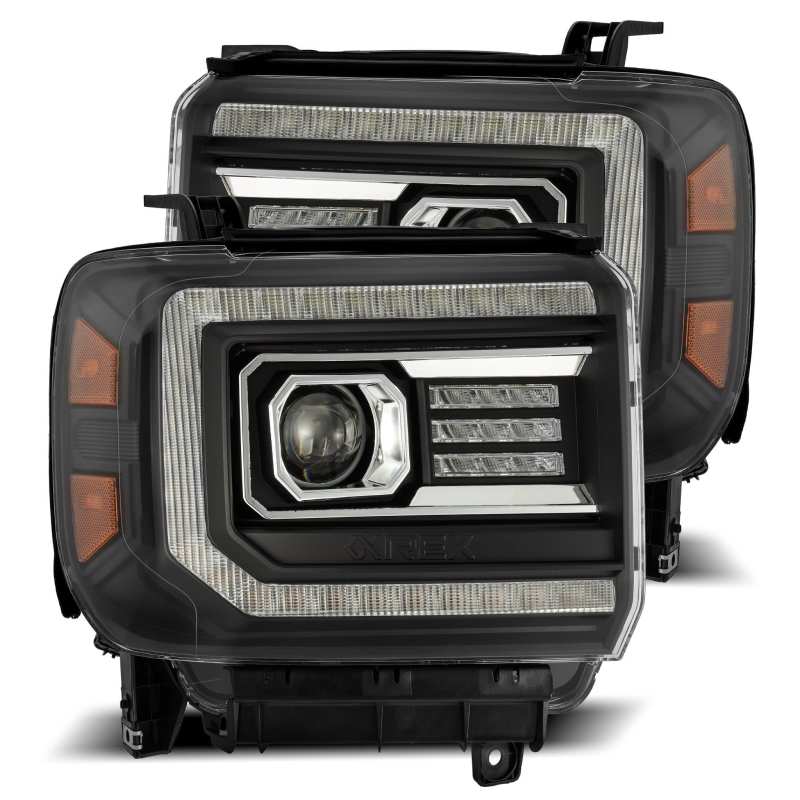 AlphaRex 14-18 GMC Sierra PRO-Series Halogen Projector Headlights Black