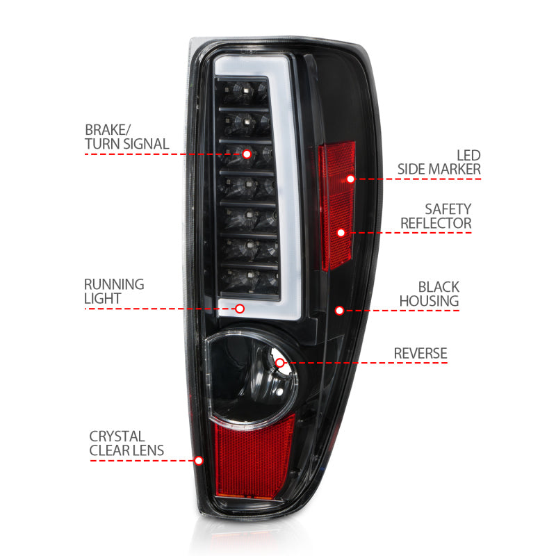 ANZO 2004-2012 Chevrolet Colorado/ GMC Canyon LED Tail Lights w/ Light Bar Black Housing 311382
