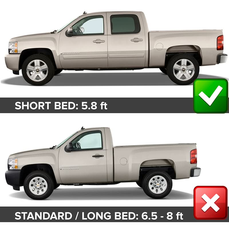 2007-2013 Chevy Silverado 1500 69.3" Short Bed Black Fender Flare 4PC