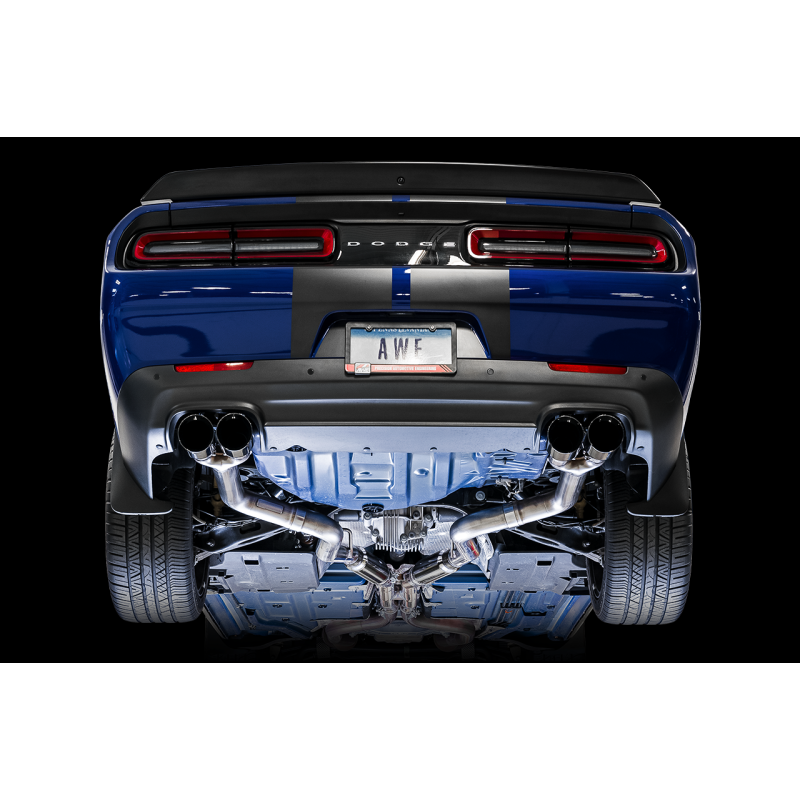 AWE Tuning 2015+ Dodge Challenger 6.4L/6.2L SC Track Edition Exhaust - Quad Diamond Black Tips