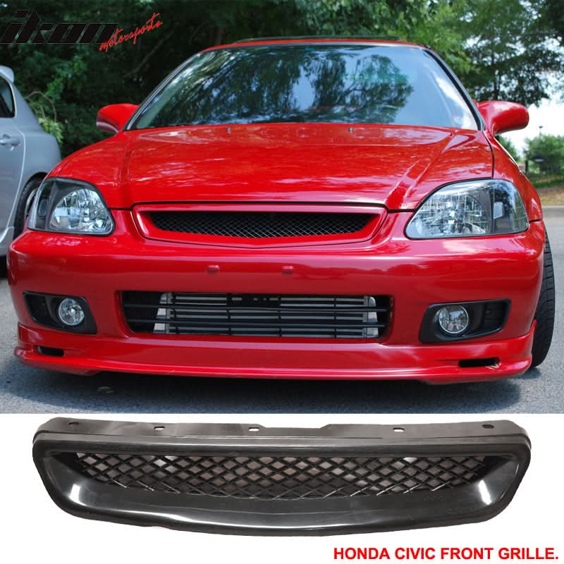 Fits 99-00 Honda Civic T-R Bumper Lip + Grille + Window Visor