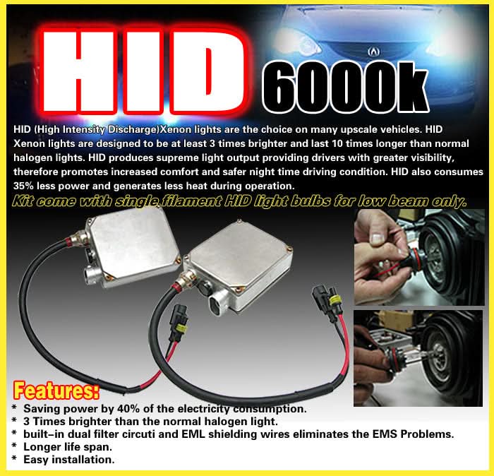 6000K Hid Fits Honda Civic 06-08 Coupe Clear Lens Fog Lights Kit RH LH