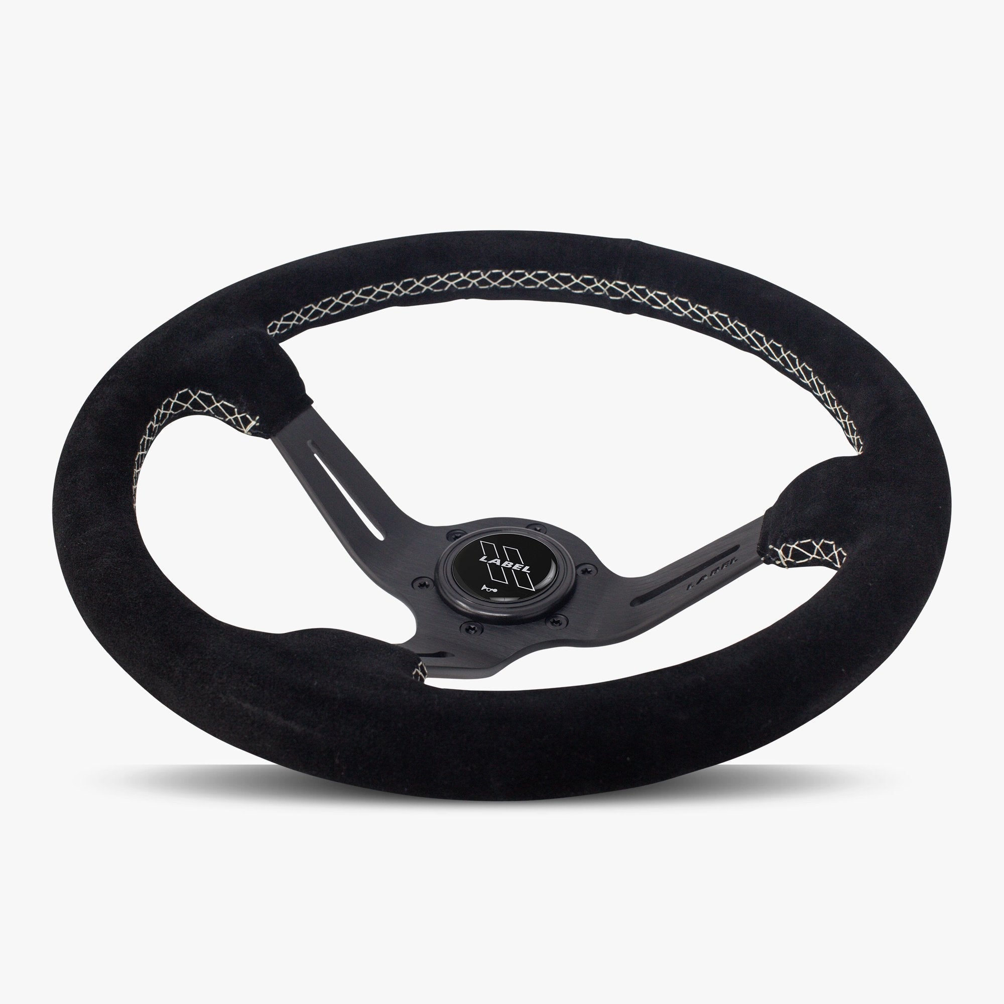 The Le Mans | Black Alcantara Suede | Black Spoke | White Stitch