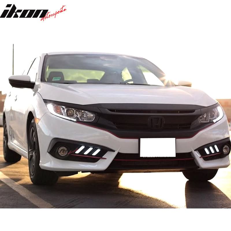2016-2018Â Honda Civic LED Amber & White Fog light Bezels Cover 2DR 4DR