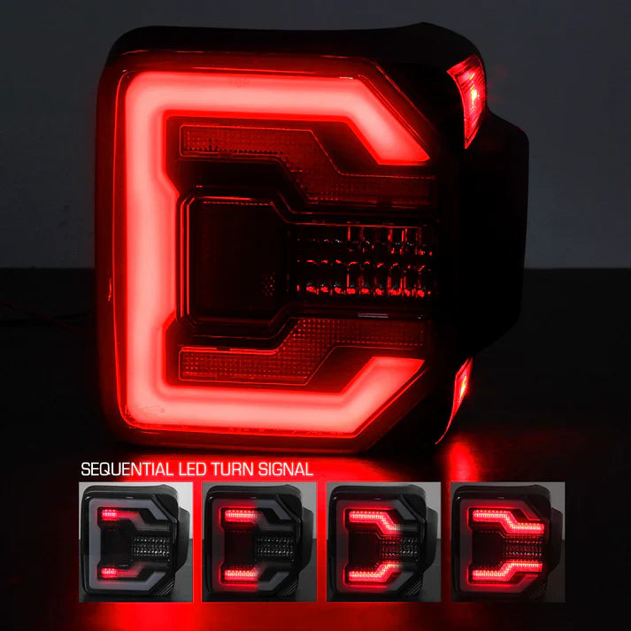 Winjet 2018-2024 Jeep Wrangler JL & JLU LED Sequential Taillights - Black/Smoke